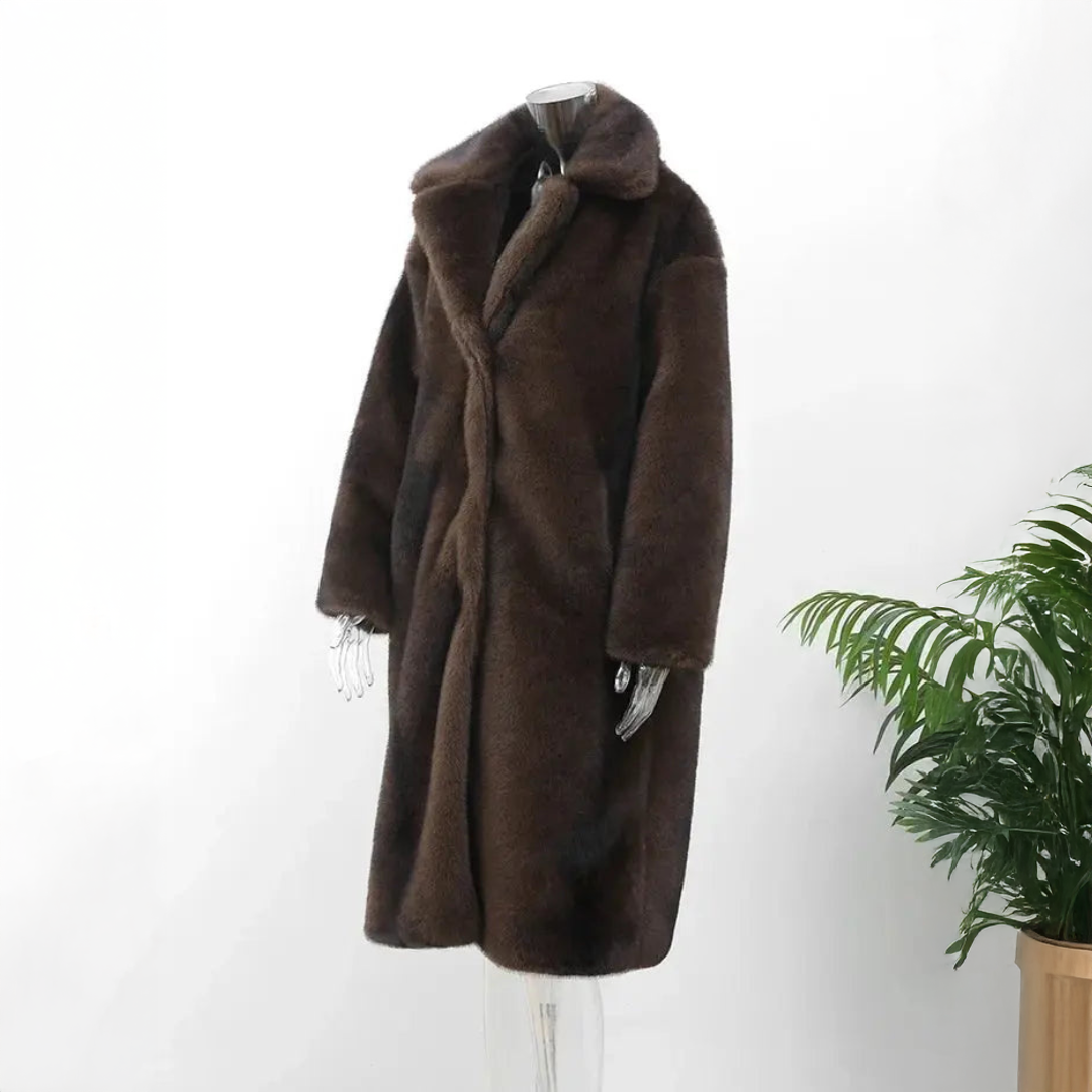 Freya - Elegant Faux Fur Coat.