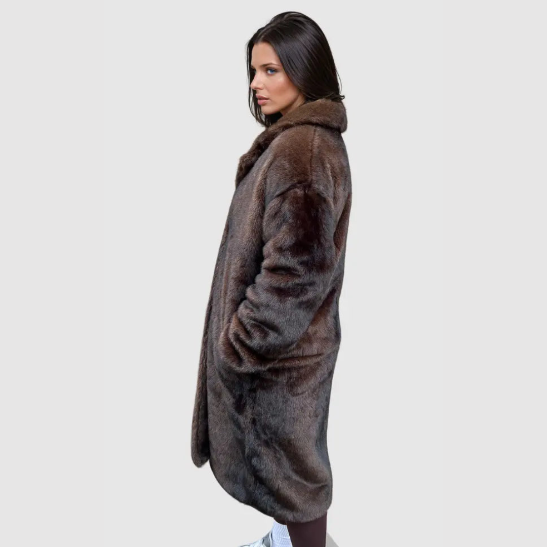 Freya - Elegant Faux Fur Coat.