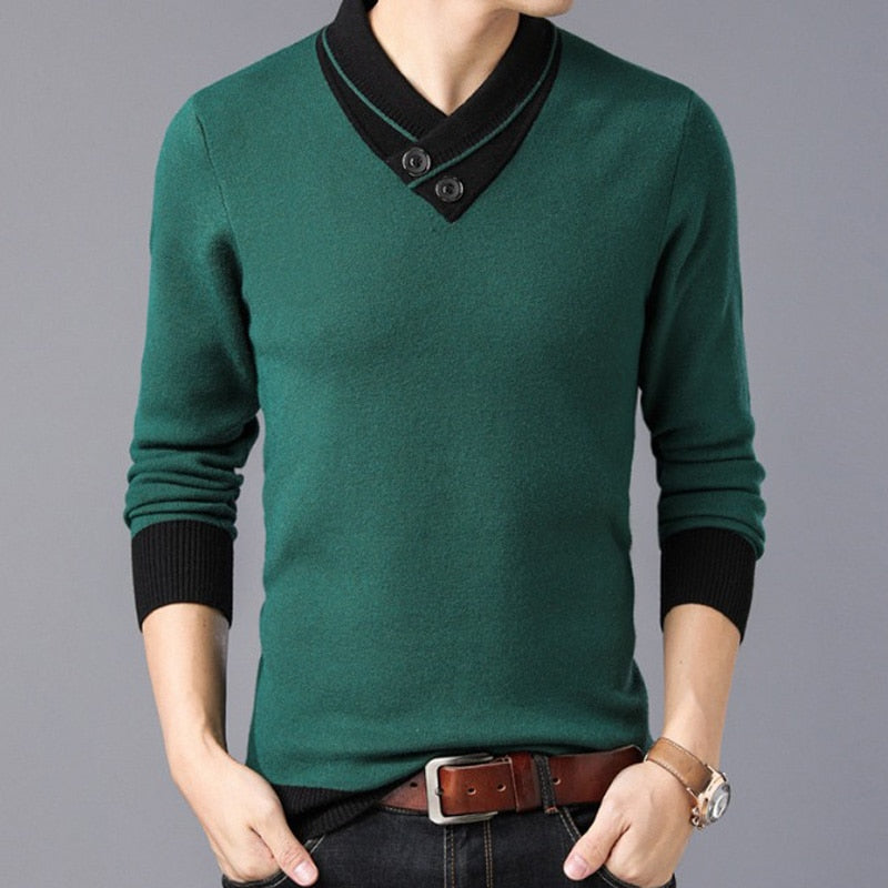 Manuel - Men's Button-down V-neck Jumper.