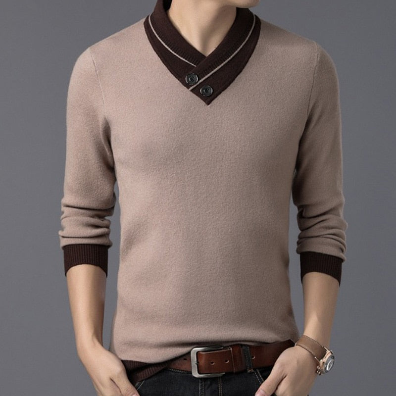 Manuel - Men's Button-down V-neck Jumper.