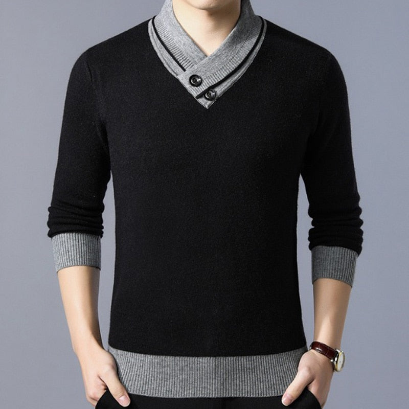 Manuel - Men's Button-down V-neck Jumper.