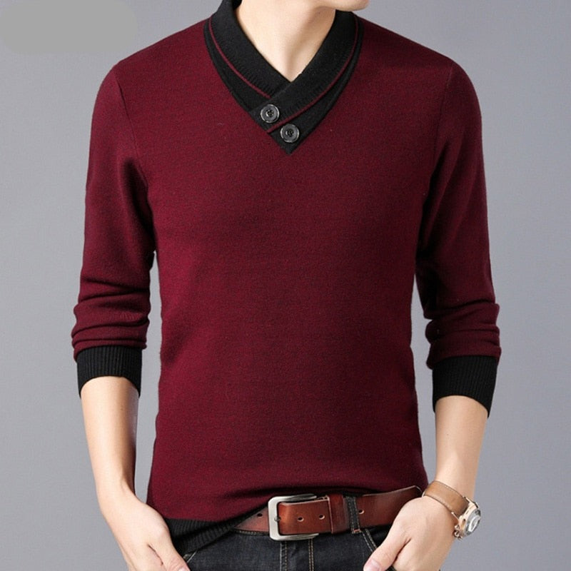 Manuel - Men's Button-down V-neck Jumper.