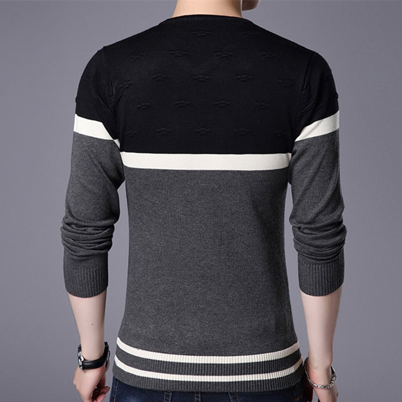 Miguel - Men's V-neck Jumper with White Stripe.