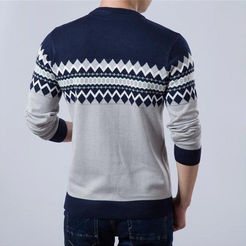 Martim - Men's Jumper with boat neckline in Nordic Patterns.